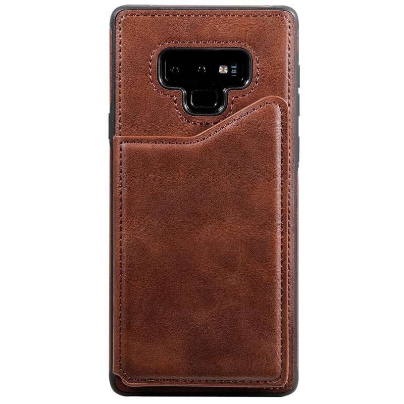 For Galaxy Note 9 Shockproof Calf Texture Protective Case with Holder & Card Slots & Frame(Coffee)