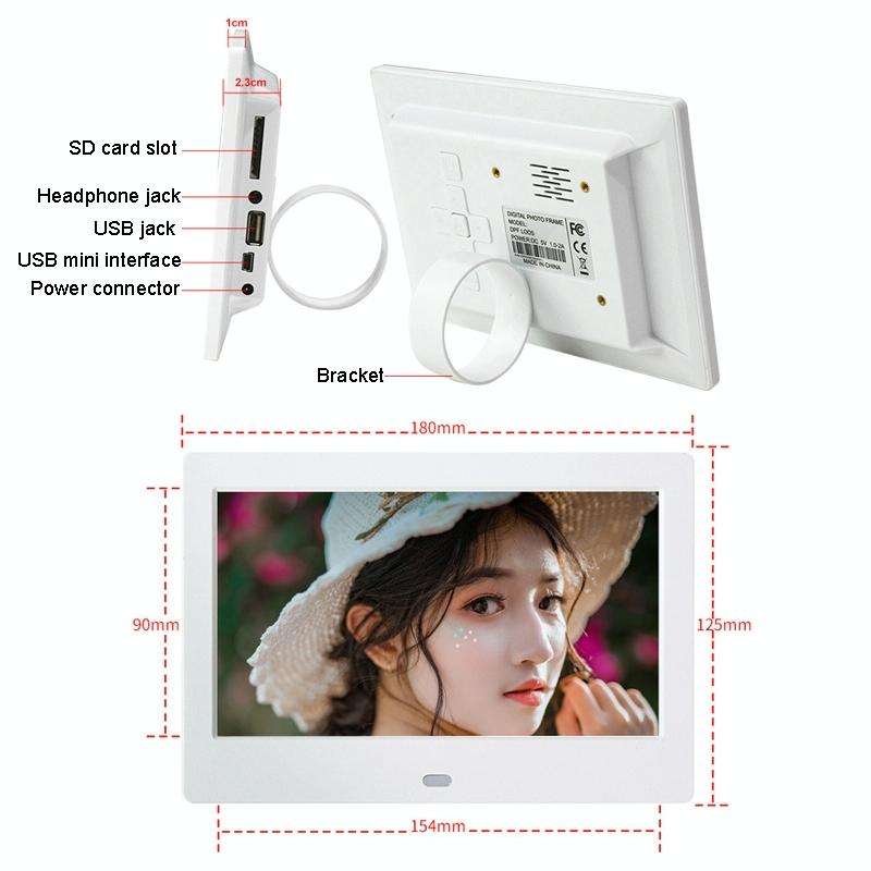 DPF-706 7 inch Digital Photo Frame LED Wall Mounted Advertising Machine, Plug:US Plug(Black)