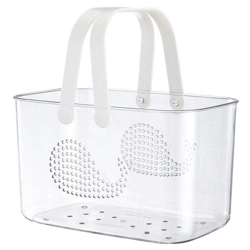 Portable Bath Basket Draining Storage Basket(White)