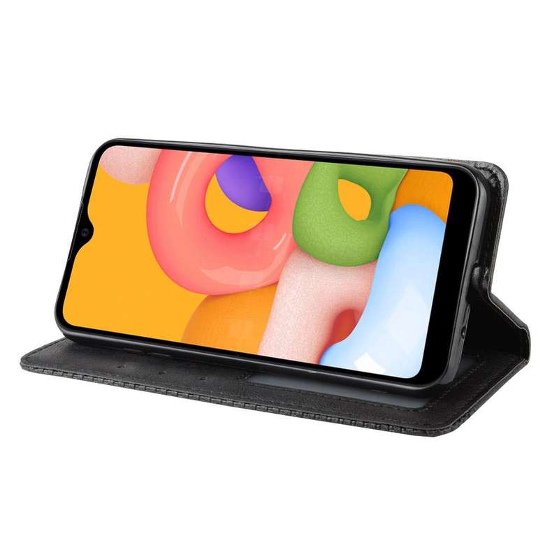 For Galaxy A01 Magnetic Buckle Retro Crazy Horse Texture Horizontal Flip Leather Case with Holder...