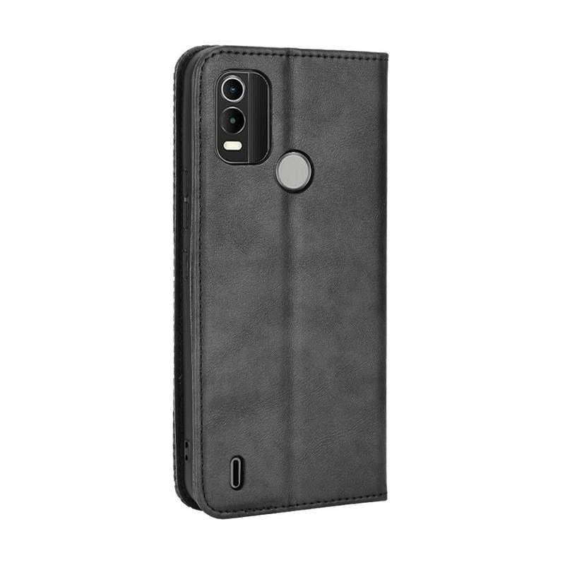 For Nokia C21 Plus Magnetic Buckle Retro Crazy Horse Leather Phone Case(Black)