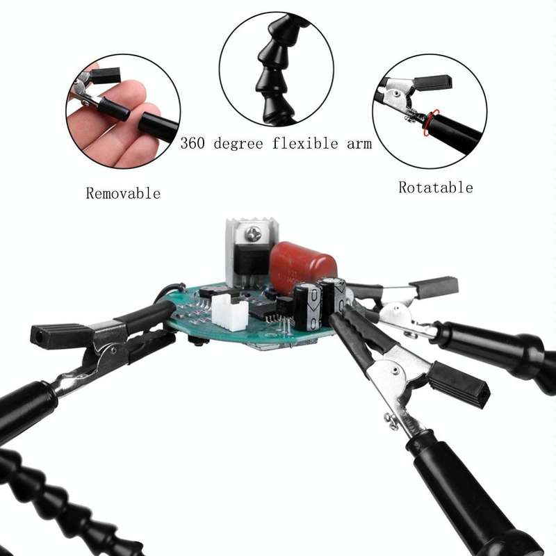 Six-Jaw Aluminum Alloy Soldering Station Repair Workbench(N-SS6LM-BK9 Black)