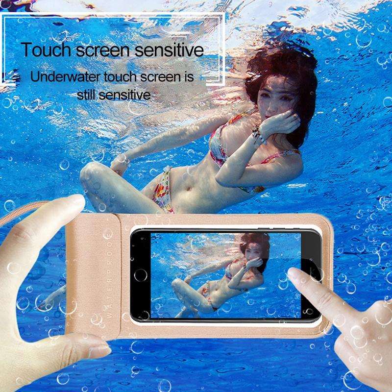 Outdoor Diving Swimming Mobile Phone Touch Screen Waterproof Bag for 6 to 7 Inch Mobile Phone(Ros...