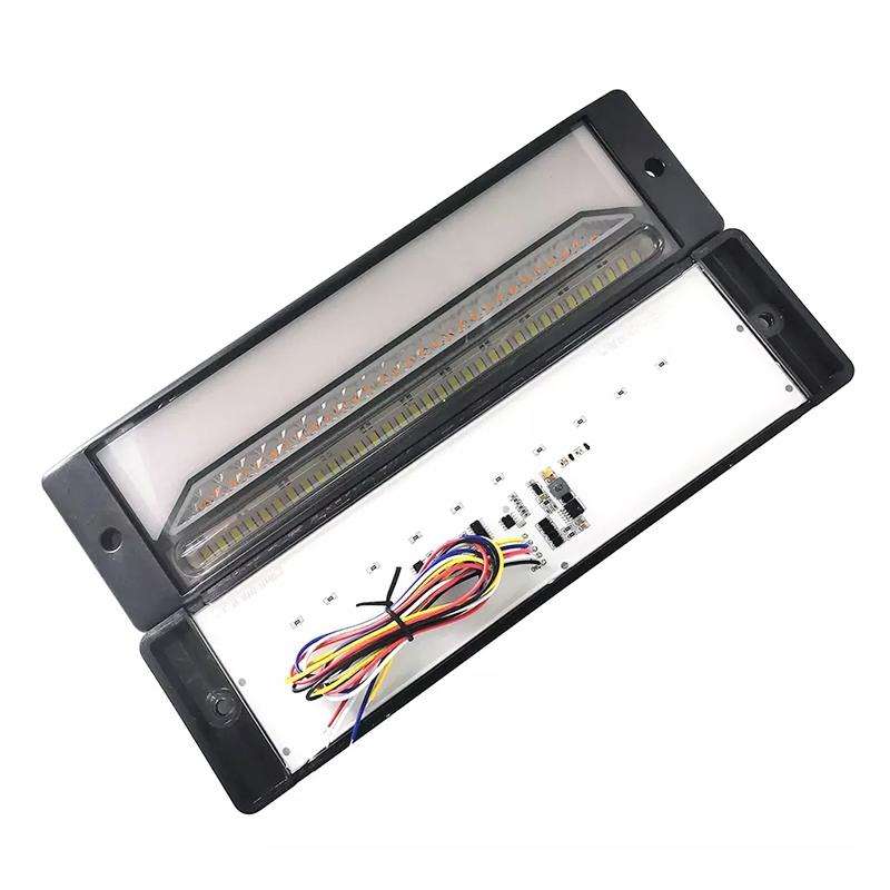 2 PCS Heavy-duty Truck Trailer 147LED Light Guide Three-color Brake Light (Transparent Black)
