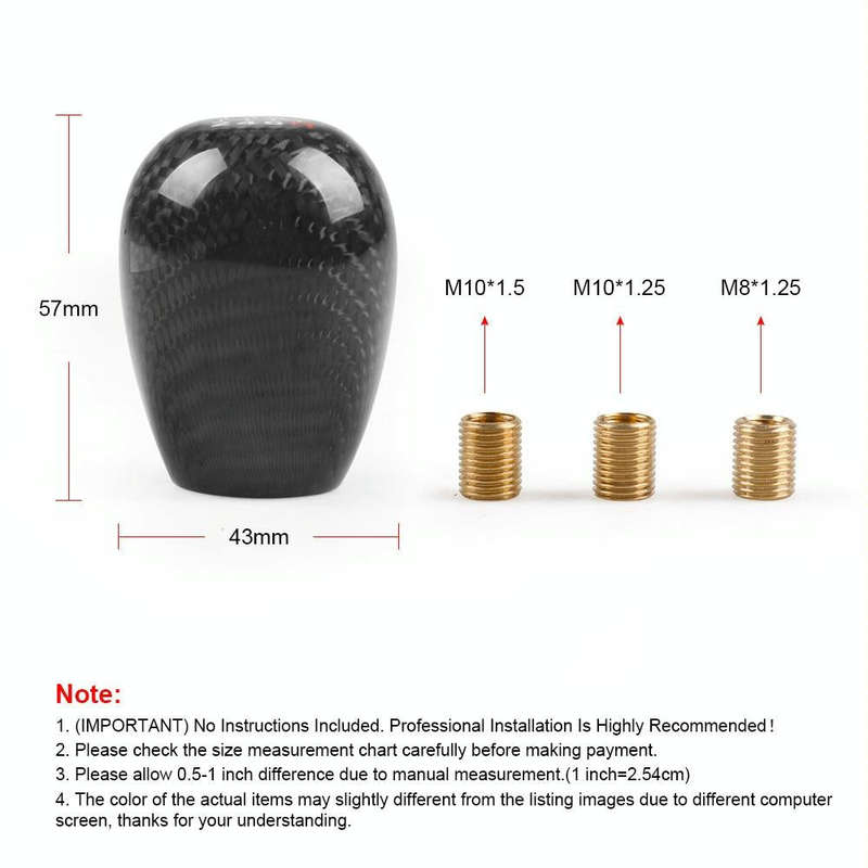 Car Modified 6 Speed Carbon Fiber Gear Stick Shift Knob Head