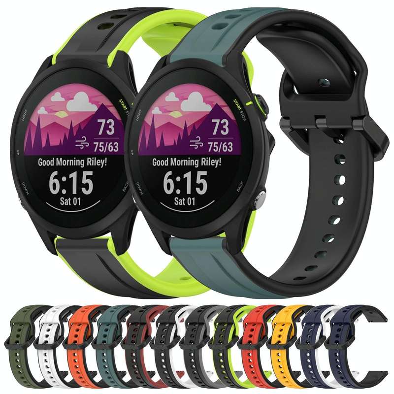 For Garmin Forerunner 255 Music 22mm Convex Loop Two-Color Silicone Watch Band(Orange+Black)