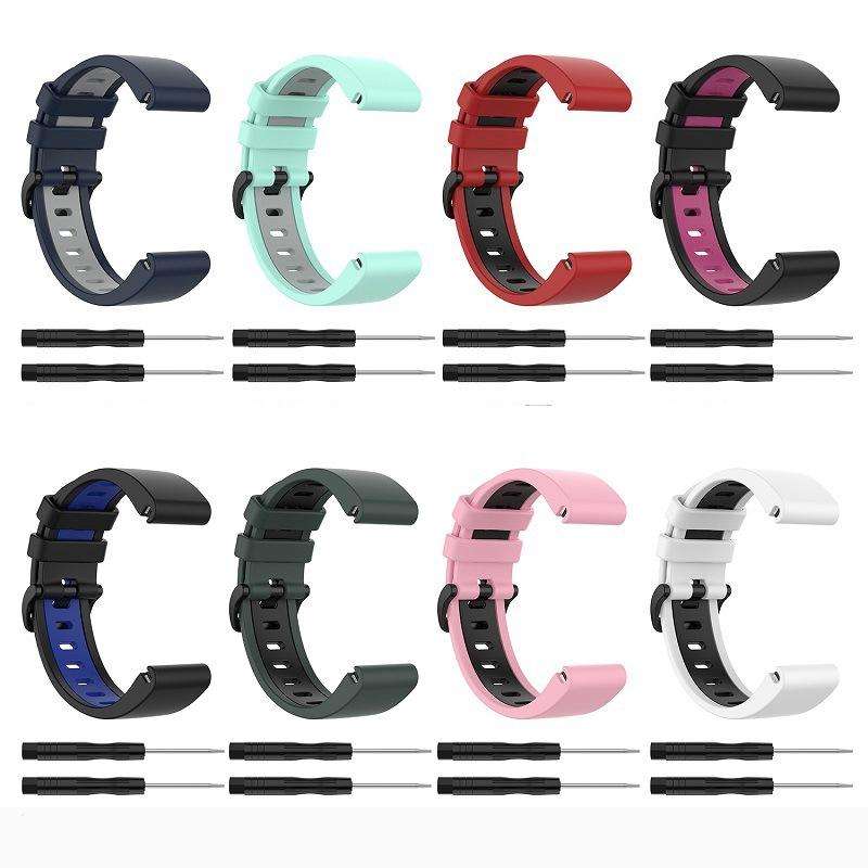 For Garmin EPIX Gen2 22mm Silicone Sports Two-Color Watch Band(Black+Blue)