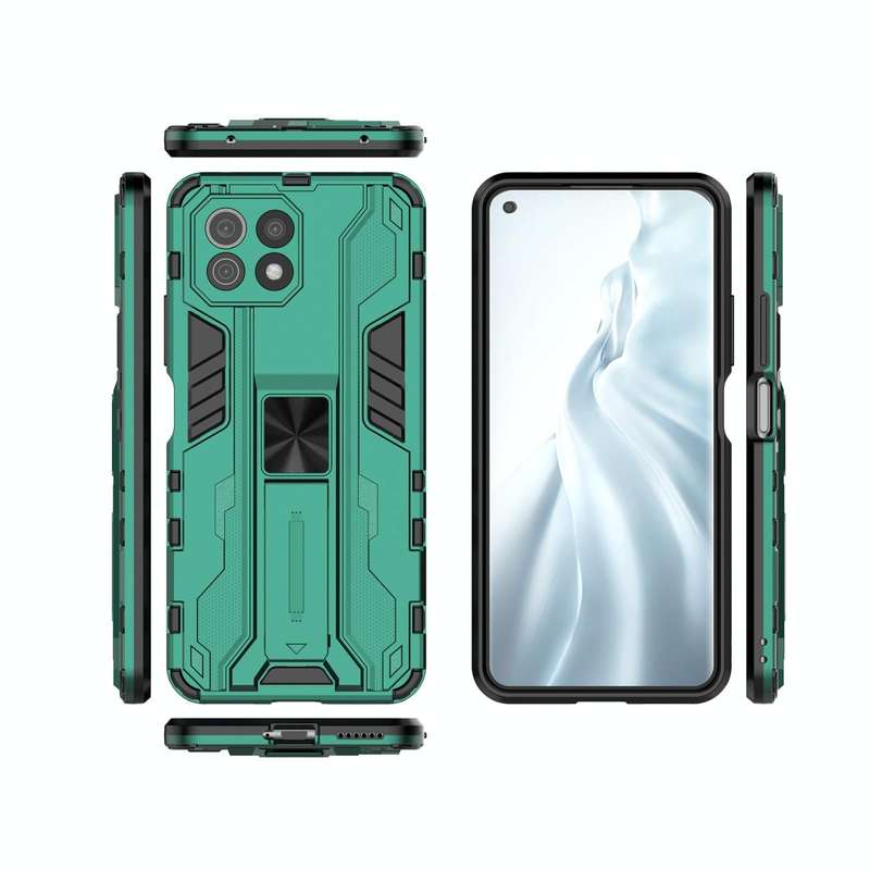 For Xiaomi Mi 11 Lite Supersonic PC + TPU Shock-proof Protective Case with Holder(Green)