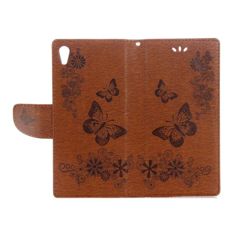 For Sony Xperia XA1 Pressed Flowers Butterfly Pattern Horizontal Flip Leather Case with Holder & ...