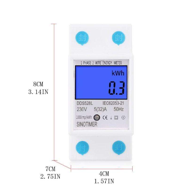DDS528L Backlight Display Home Single-phase Rail Energy Meter 5-32A(230V 50Hz)