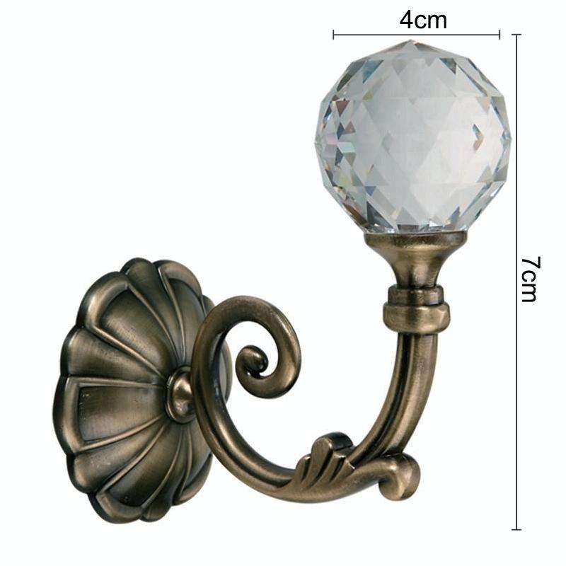 1 Pair Vintage Crystal Flower Barb Curtain Decoration Wall Hook(Bronze)