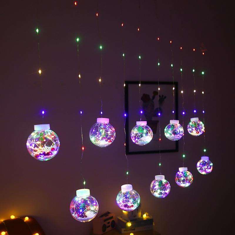 LED Copper Wire Curtain Light Wishing Ball Christmas Decoration String Lights, Random Style Deliv...