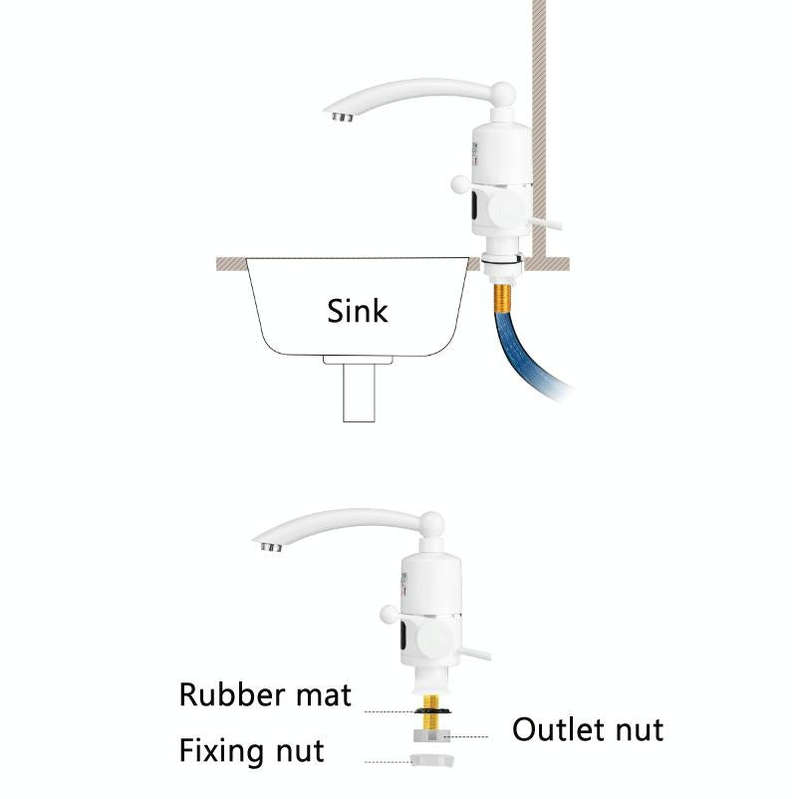 Digital Display Electric Heating Faucet Instant Hot Water Heater CN Plug Digital Display Horizont...