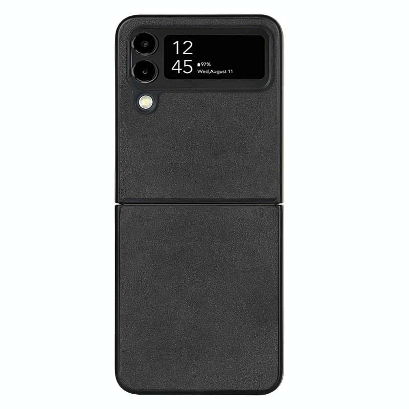 For Samsung Galaxy Z Flip4 Lambskin Texture Leather Folded Phone Case(Black)