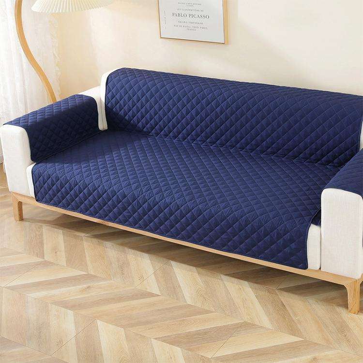 Double-sided Waterproof Pet Cushion Diamond Pattern Sofa Cover, Size:130x196cm(Navy Blue)