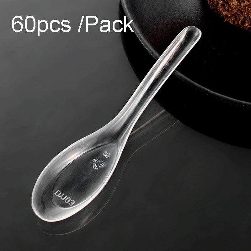 60pcs /Pack DY-103 Disposable PP Plastic Soup Spoon Packed Takeaway Scoop(Transparent)