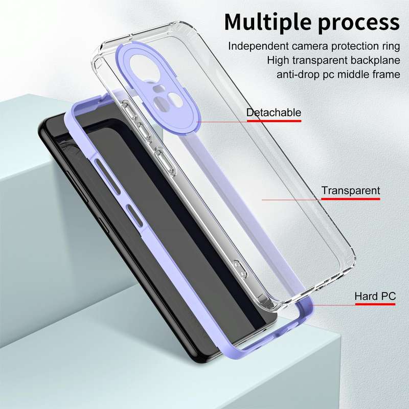 For OPPO Reno10 5G/Reno10 Pro 5G 3 in 1 Clear TPU Color PC Frame Phone Case(Purple)