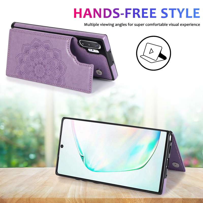 For Samsung Galaxy Note 10 Plus Double Buckle Mandala Pattern PU+TPU Protective Case with Card Sl...