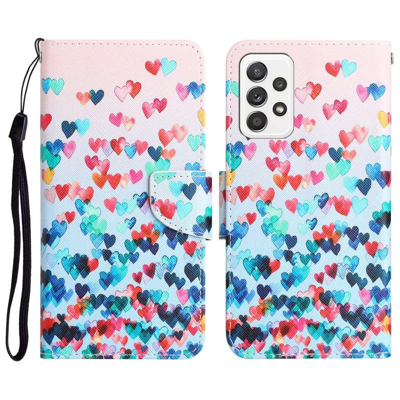 For Samsung Galaxy A23 Colored Drawing Leather Phone Case(Heart)