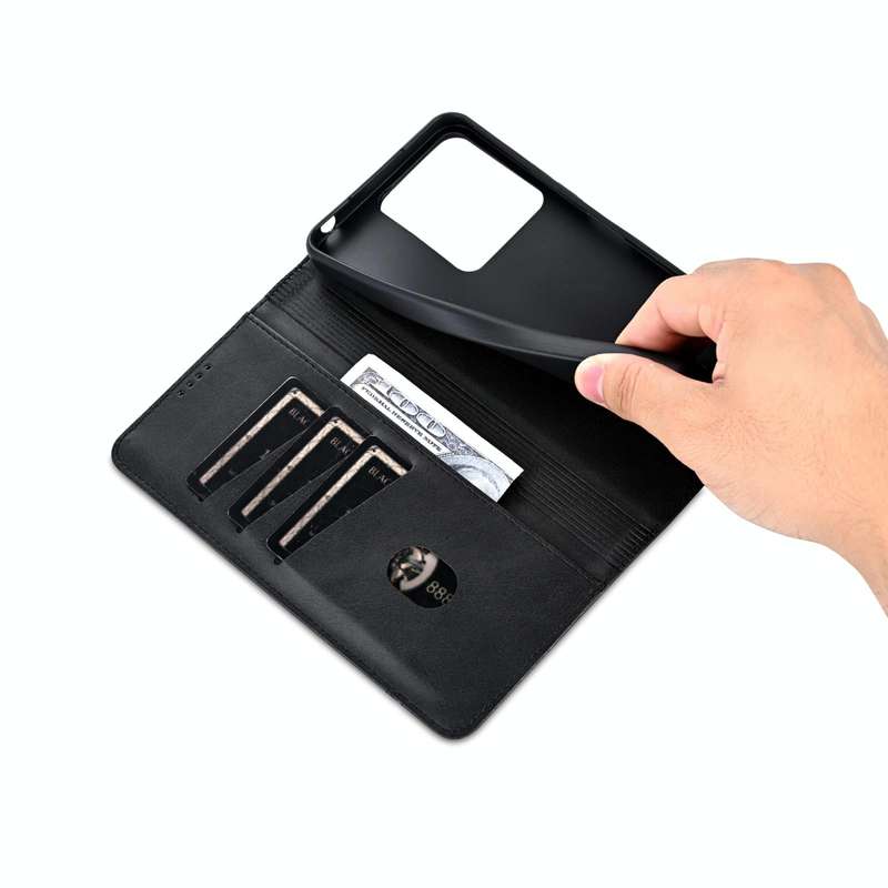 For Xiaomi Redmi 13C / Poco C65 AZNS Magnetic Calf Texture Flip Leather Phone Case(Black)