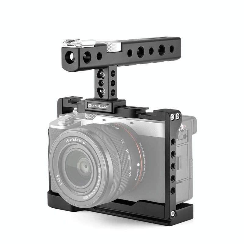 PULUZ Video Camera Cage Filmmaking Rig with Handle for Sony Alpha 7C / ILCE-7C / A7C(Black)