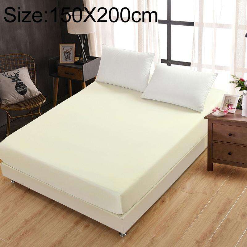 Plain Mattress Protector Bed Mat Mattress Cover Fitted Sheet, Size:150X200cm(Beige Yellow)