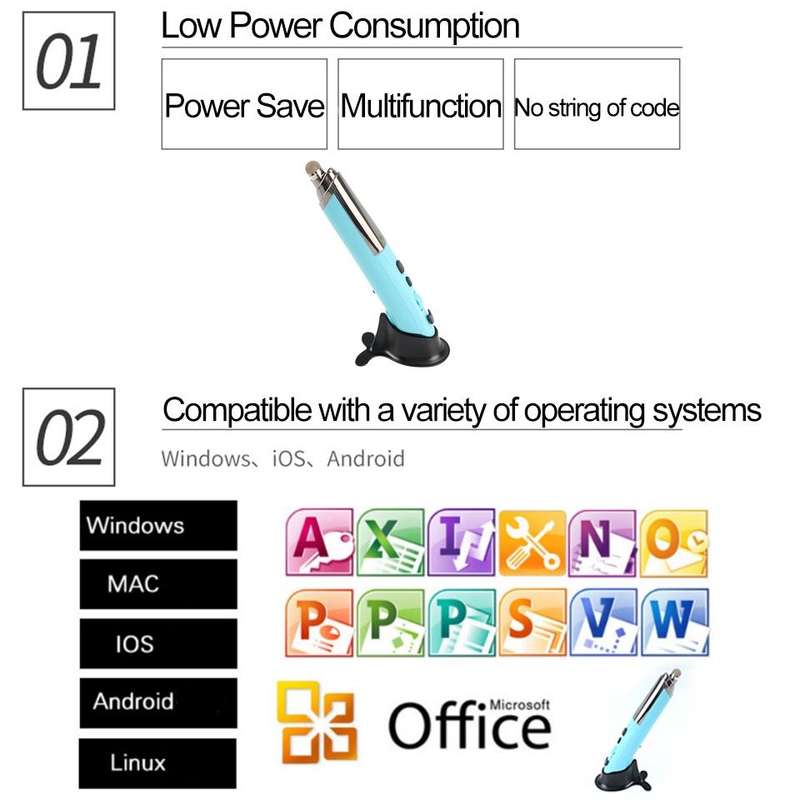 PR-08 Multifunctional Wireless Bluetooth Pen Mouse Capacitive Pen Mouse(Black)