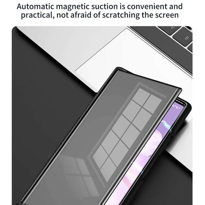 For Huawei Mate Xs 2 Side Frame Stick Leather Magnetic Phone Case(Litchi Texture Black)
