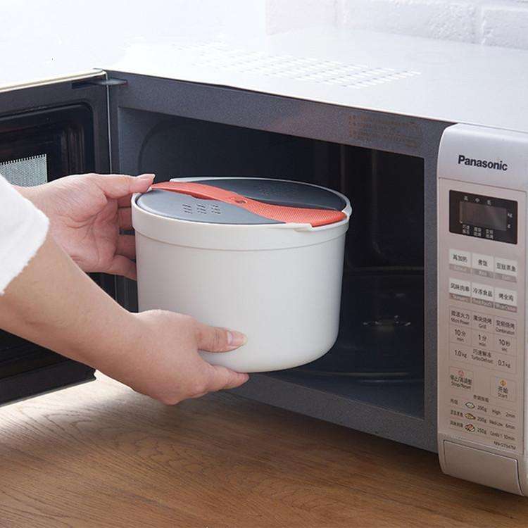 Kitchenware Microwave Oven Utensils Rrice Cooker Heating Steamer Pot Steamed Rice Box(Forest Green)