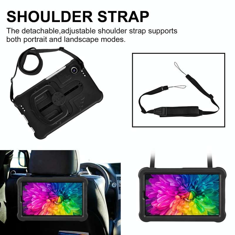 For Samsung Galaxy Tab A9 Shield 360 Rotation Handle EVA Shockproof PC Tablet Case(Black)