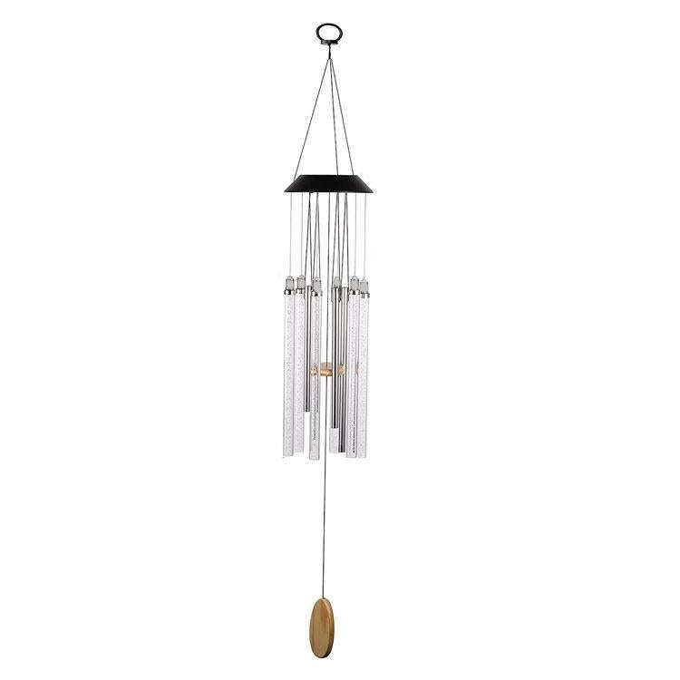 Outdoor Solar Colorful Gradient Rotating Wind Chime Garden Decorative Light(Acrylic Stick + Woode...