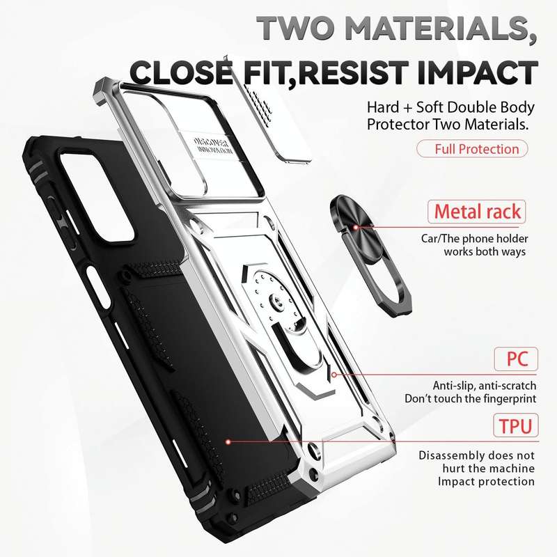For Samsung Galaxy A23 Sliding Camshield Holder Phone Case(Silver)