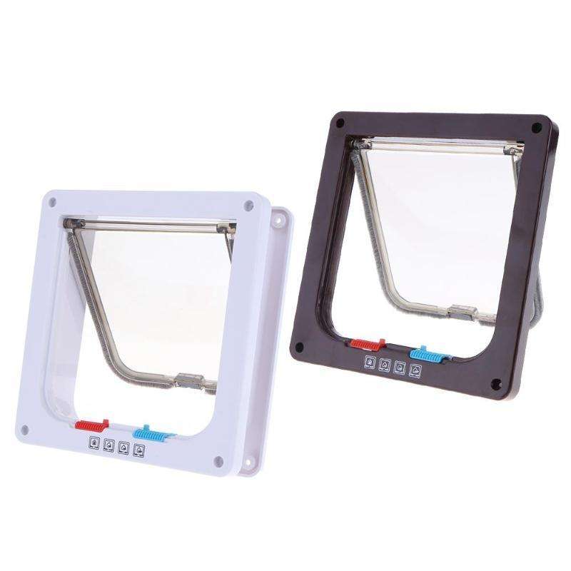 Pet Door 4 Ways Lockable Security Flap Door for Dog Cat Kitten Wall Mount Door Animal Small Pet C...