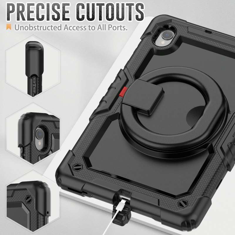 For Lenovo M10 Plus X606F Silicone + PC Holder Tablet Case(Black)