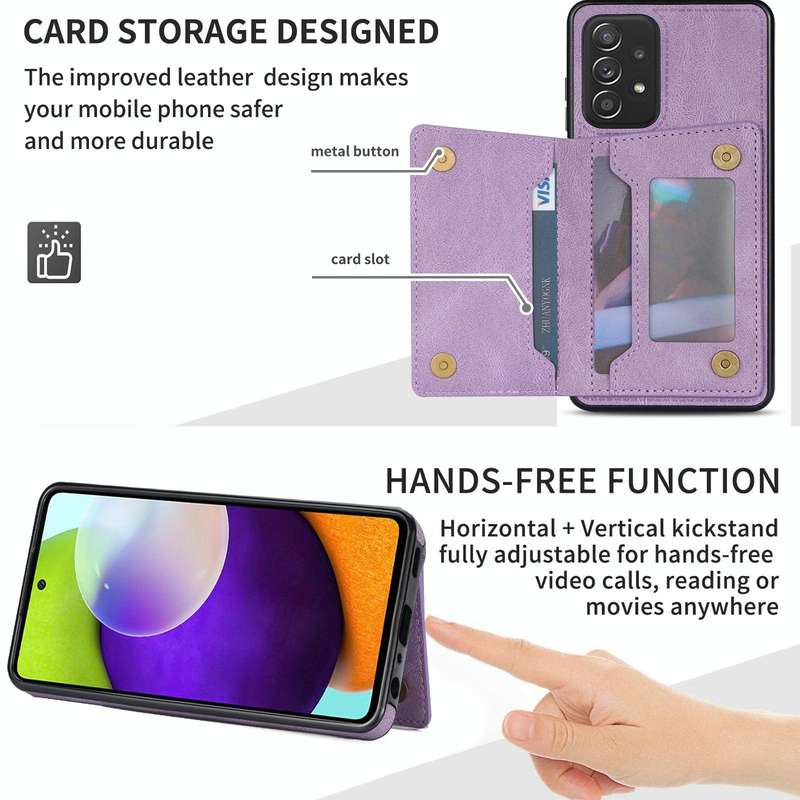 For Samsung Galaxy A53 5G Zipper Card Holder Phone Case(Purple)
