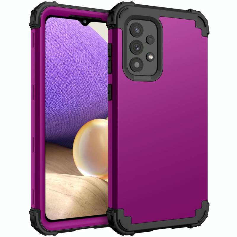 For Samsung Galaxy A73 5G PC + Silicone Phone Case(Dark Purple+Black)