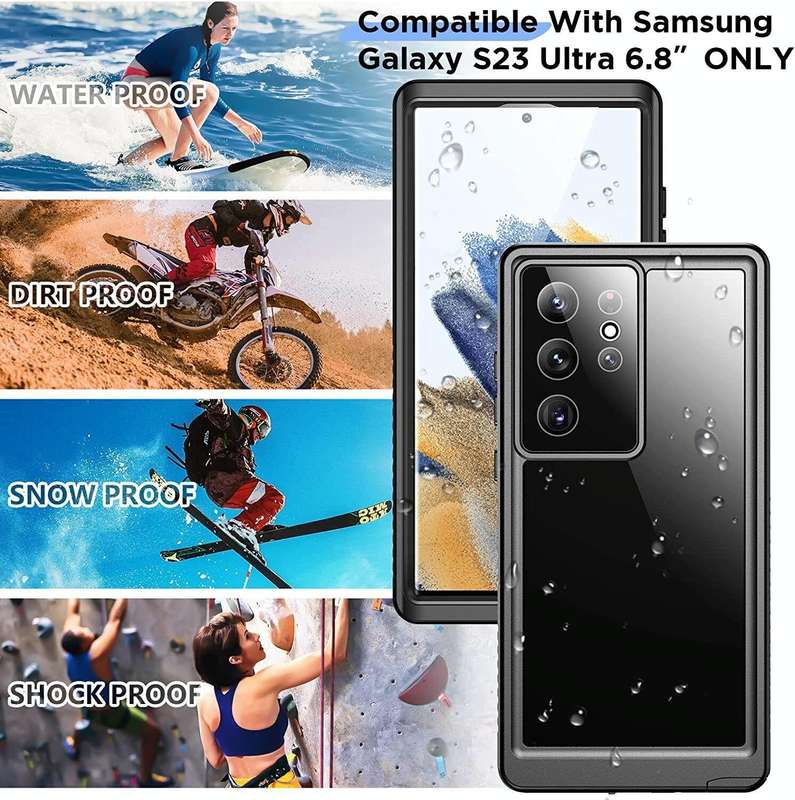 For Samsung Galaxy S23 Ultra 5G RedPepper 360 Full Body Life Waterproof Phone Case(Black)