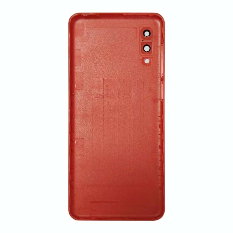 For Samsung Galaxy A02 Battery Back Cover with Camera Lens Cover (Red)