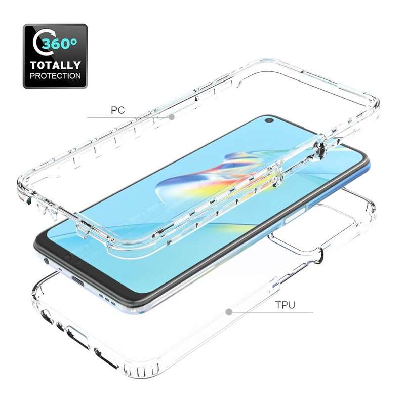 For OPPO A54 4G Shockproof High Transparency Two-color Gradual Change PC+TPU Candy Colors Phone P...