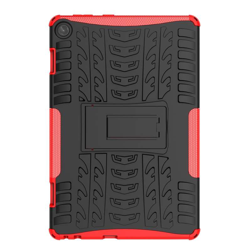 For Lenovo Tab M10 3rd Gen Tire Texture TPU + PC Tablet Case with Holder(Red)