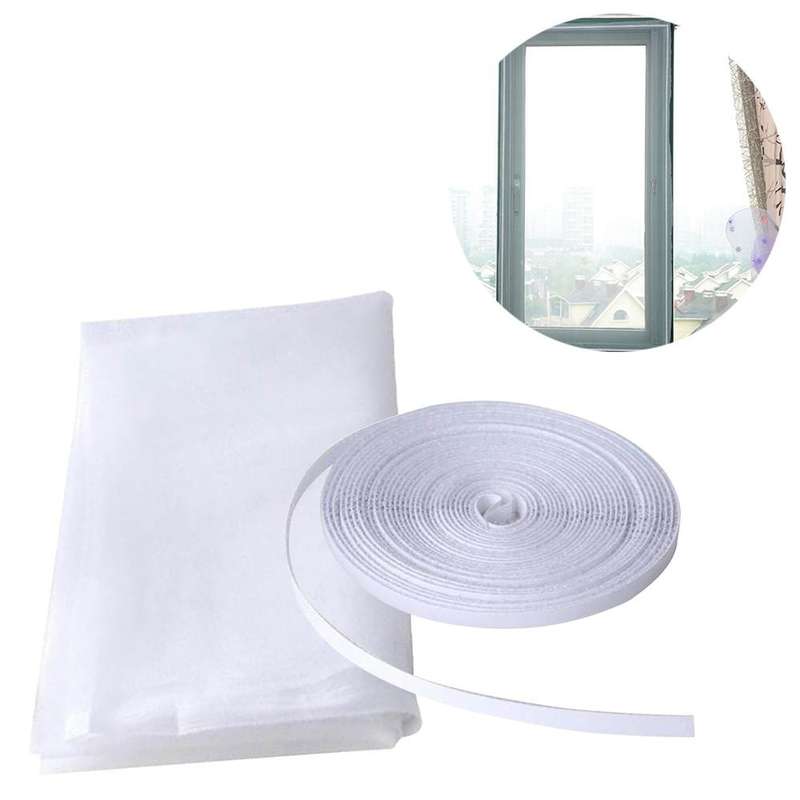 DIY Polyester Fly Screen/ Window Screen Hook and Loop Fastener Mosquito Net(White)