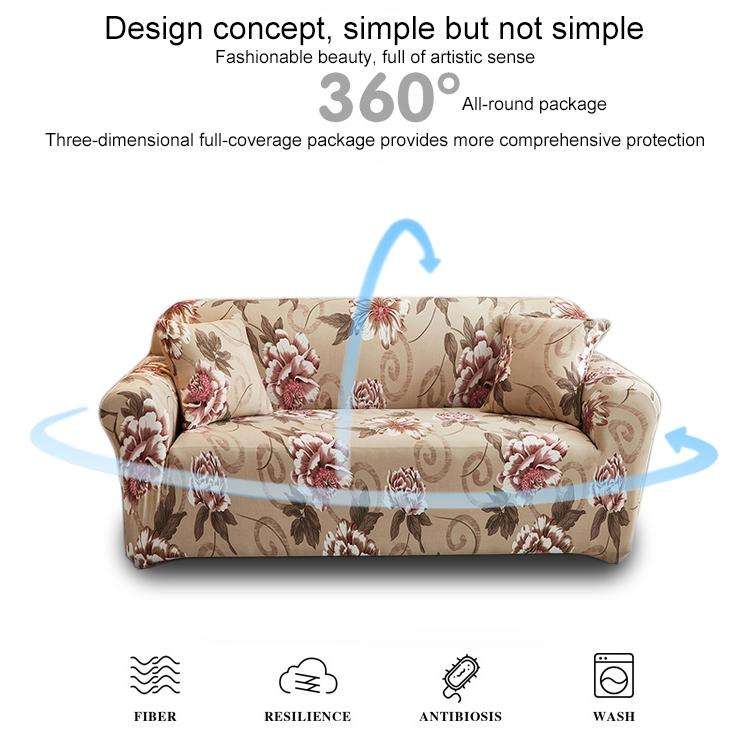 Double Seat Full Coverage Elastic Non-slip Sofa Cover(Flowers Bloom)