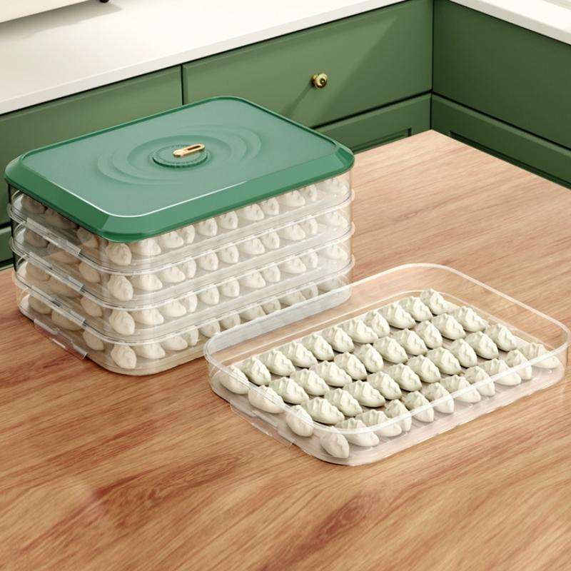 Household Refrigerator Freezer Large Capacity Dumpling Box, Capacity: One Layer (Green)