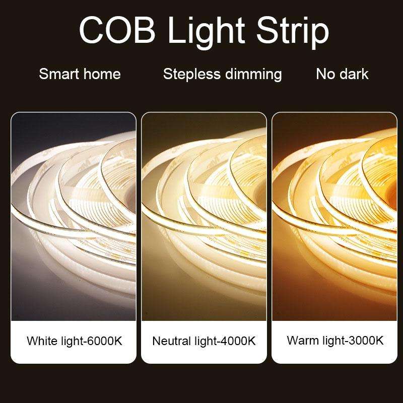 1m 24V 8mm Wide COB Adhesive Decorative LED Light Strip, Specification: 480 Beads-14W-90 Display(...