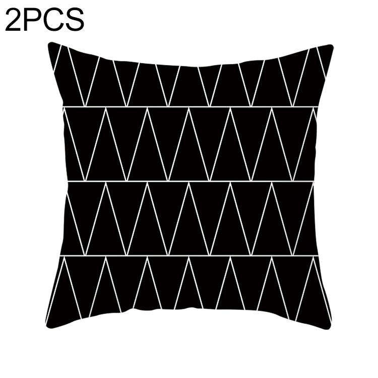 2 PCS Black and White Simple and Modern Geometric Abstract Decorative Pillowcases Polyester Throw...