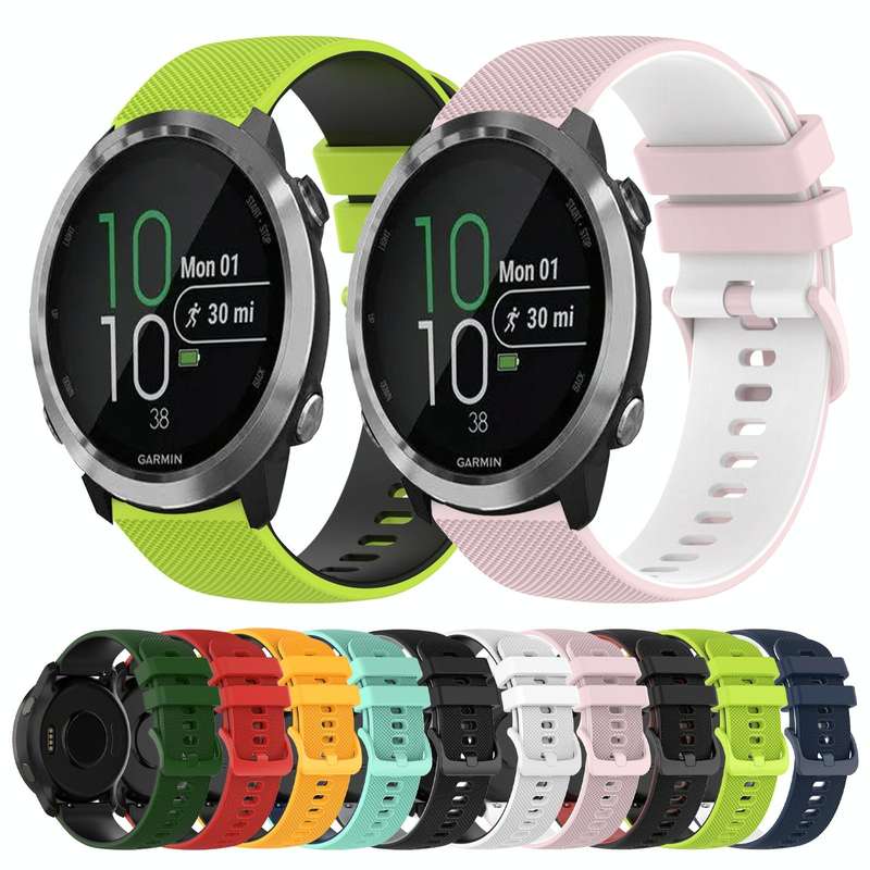 For Garmin Forerunner 645 20mm Checkered Two-Color Silicone Watch Band(Dark Blue+White)