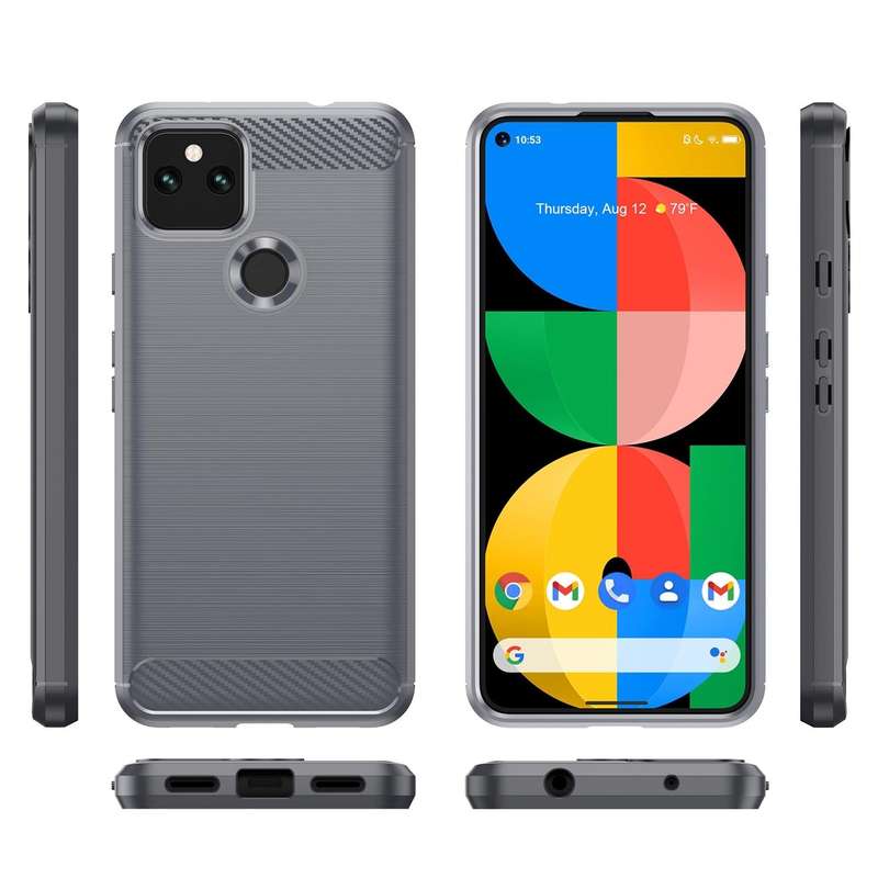 For Google Pixel 5 Brushed Texture Carbon Fiber TPU Case (Grey)