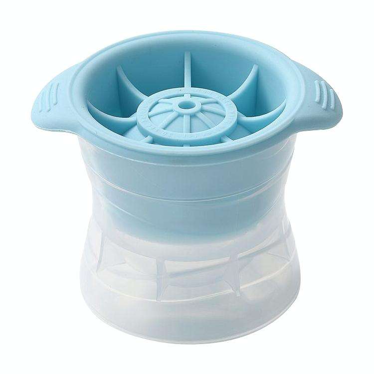 Home Spherical Ice Lattice Whisky Wine Ice Cube Maker Silicone Trays Mold with Cover (Sapphire Blue)