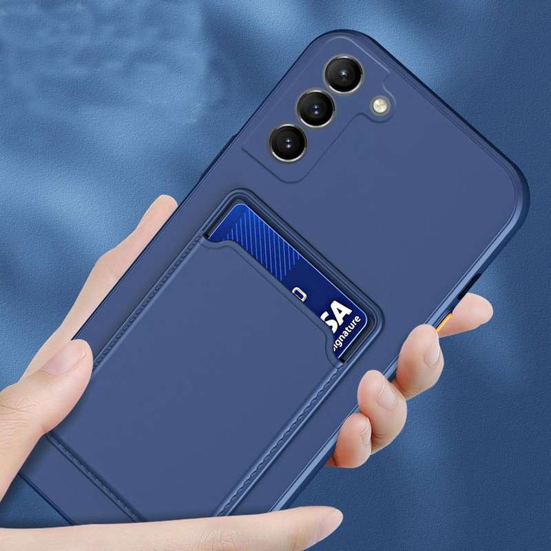 For Samsung Galaxy S21 FE 5G Skin Feel Card Contrast Color Button TPU Phone Case(Matcha Green)