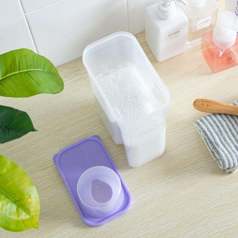 2L Household Plastic Transparent Washing Powder Storage Box Storage Container(Blue)